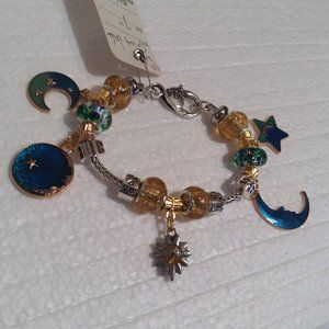 #19-7" Bracelet-Mr Sun Moon/Stars-Glass Beads